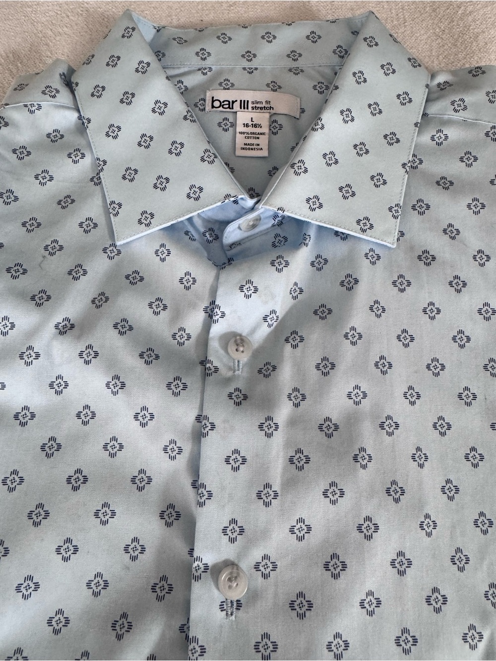 Bar III Mens Light Blue Micro-Pattern Dress Shirt size L - Picture 4 of 4